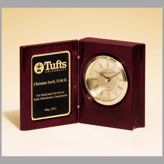 5.375" x 4.25" Rosewood Quartz Clock Plaque – item BC834