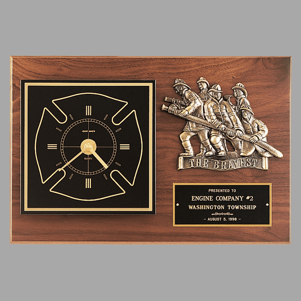 12" x 18" Walnut Quartz Clock Plaque – item BC96