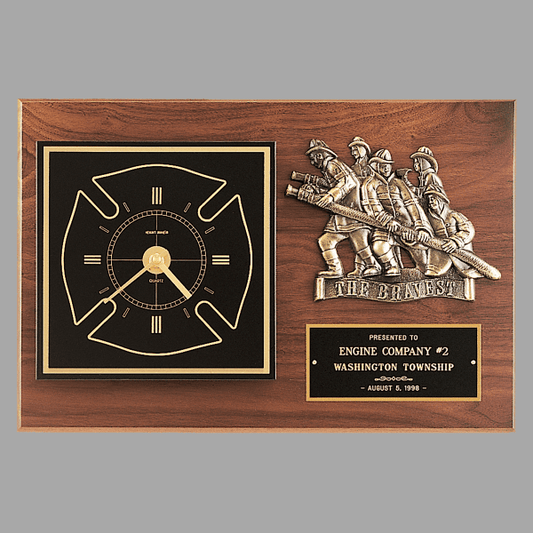 12" x 18" Walnut Quartz Clock Plaque – item BC96