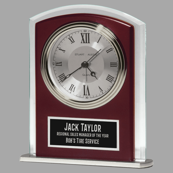5.5" x 6.5" Rosewood Quartz Clock Plaque – item BC965