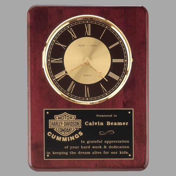 12" x 15" Walnut Quartz Clock Plaque – item BC98