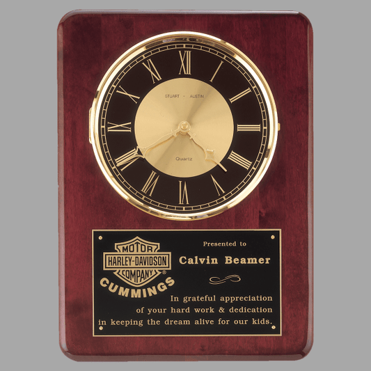 12" x 15" Walnut Quartz Clock Plaque – item BC98
