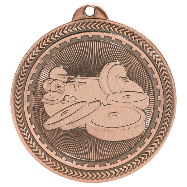 2" Weight Lifting BriteLazer Insert Holder Medal – item BL221 image 3