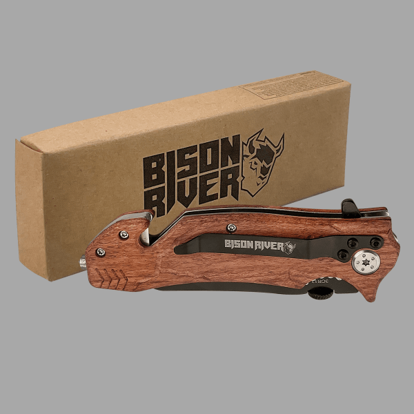 Bison River Wood Handle 4.5" Rescue Knife – item BR1004