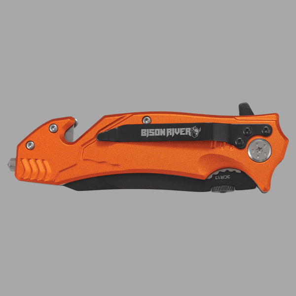 Bison River Orange 4.5" Anodized Aluminum Rescue Knife – item BR1006