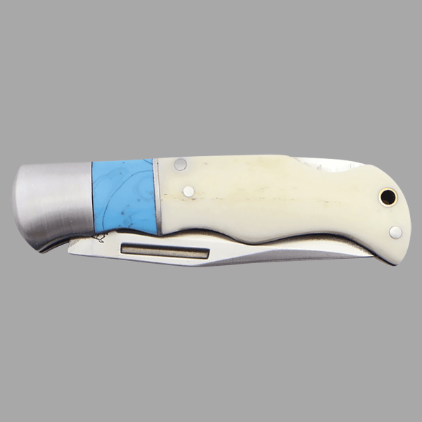 Bison River Blue/Bone Folding Knife – item BR1252