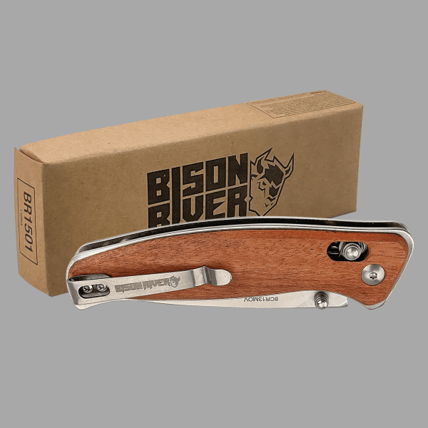 Bison River Wood Handle Button Lock Knife – item BR1501