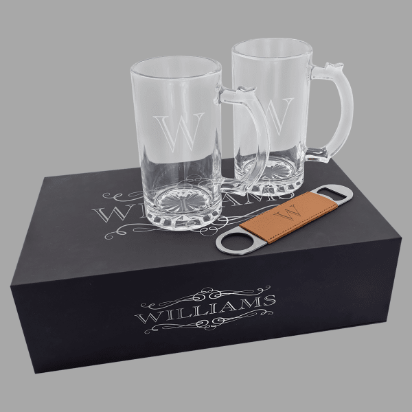 14 oz. Beer Mug Gift Set with Bottle Opener – item BRS125