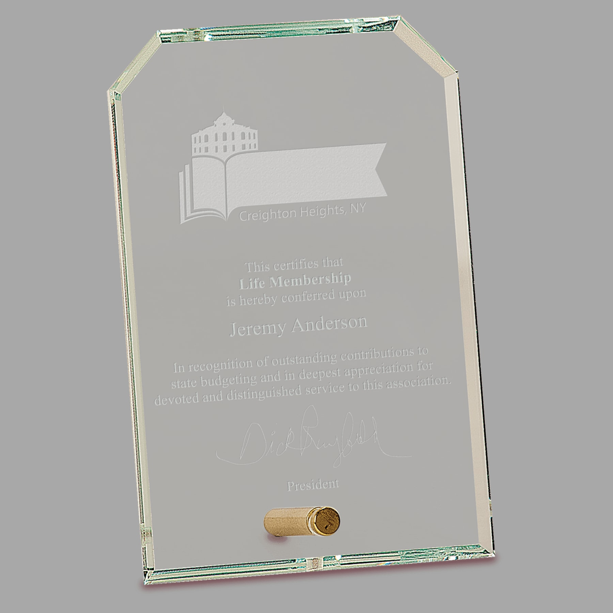 4" x 6" Clear Clipped Corners Rectangle CrystalEdge Glass — CE5511