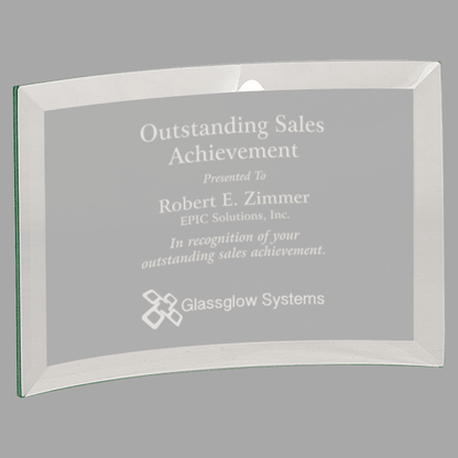 6" x 4" x 0.25" Beveled Jade Glass Crescent Award – item CE6500 image 2