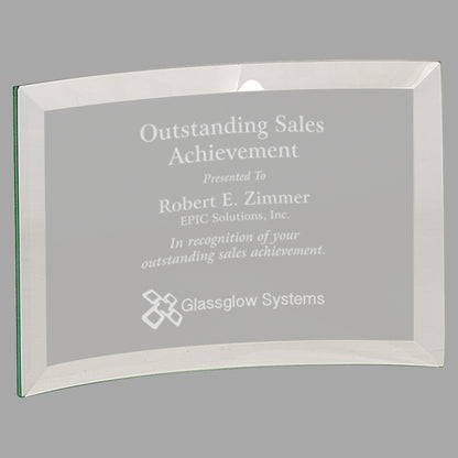 6" x 4" x 0.25" Beveled Jade Glass Crescent Award – item CE6500