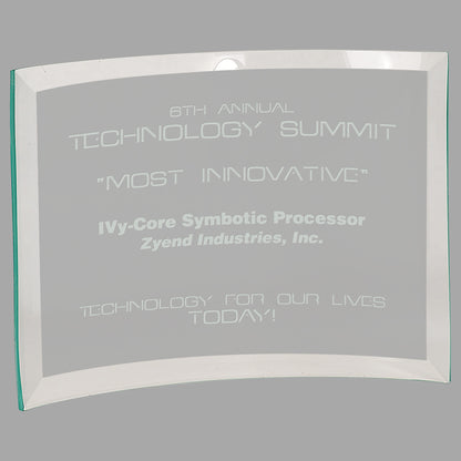 10" x 7" x 0.25" Beveled Jade Glass Crescent Award – item CE6503