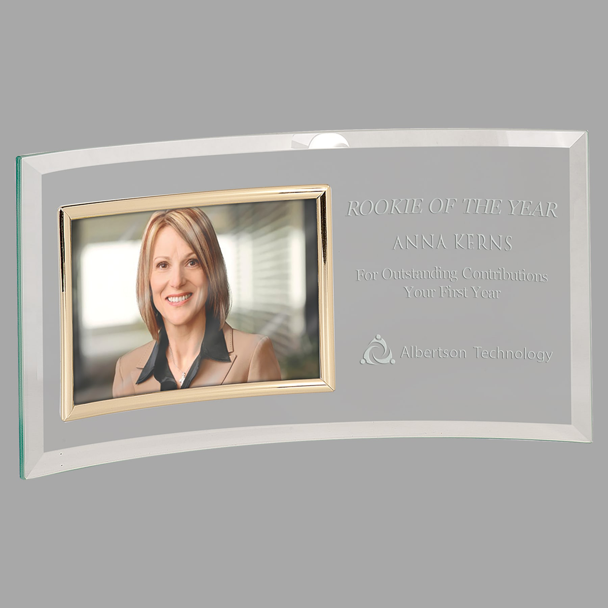 12 3/4" x 6 1/2" Jade Glass Crescent with 6" x 4" Picture Frame — CE6509