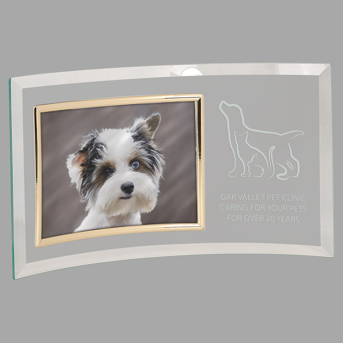13" x 7 1/2" Jade Glass Crescent with 7" x 5" Picture Frame — CE6510
