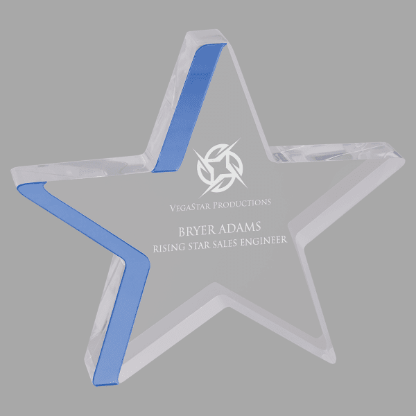 6.75" X 6 Star Color Edg Acrylic Award – item CEA301BU