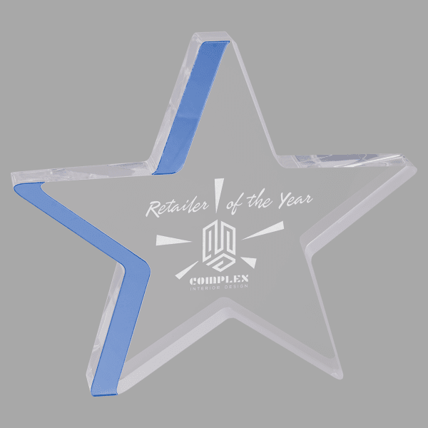 7.75" X 7 Star Color Edg Acrylic Award – item CEA302BU