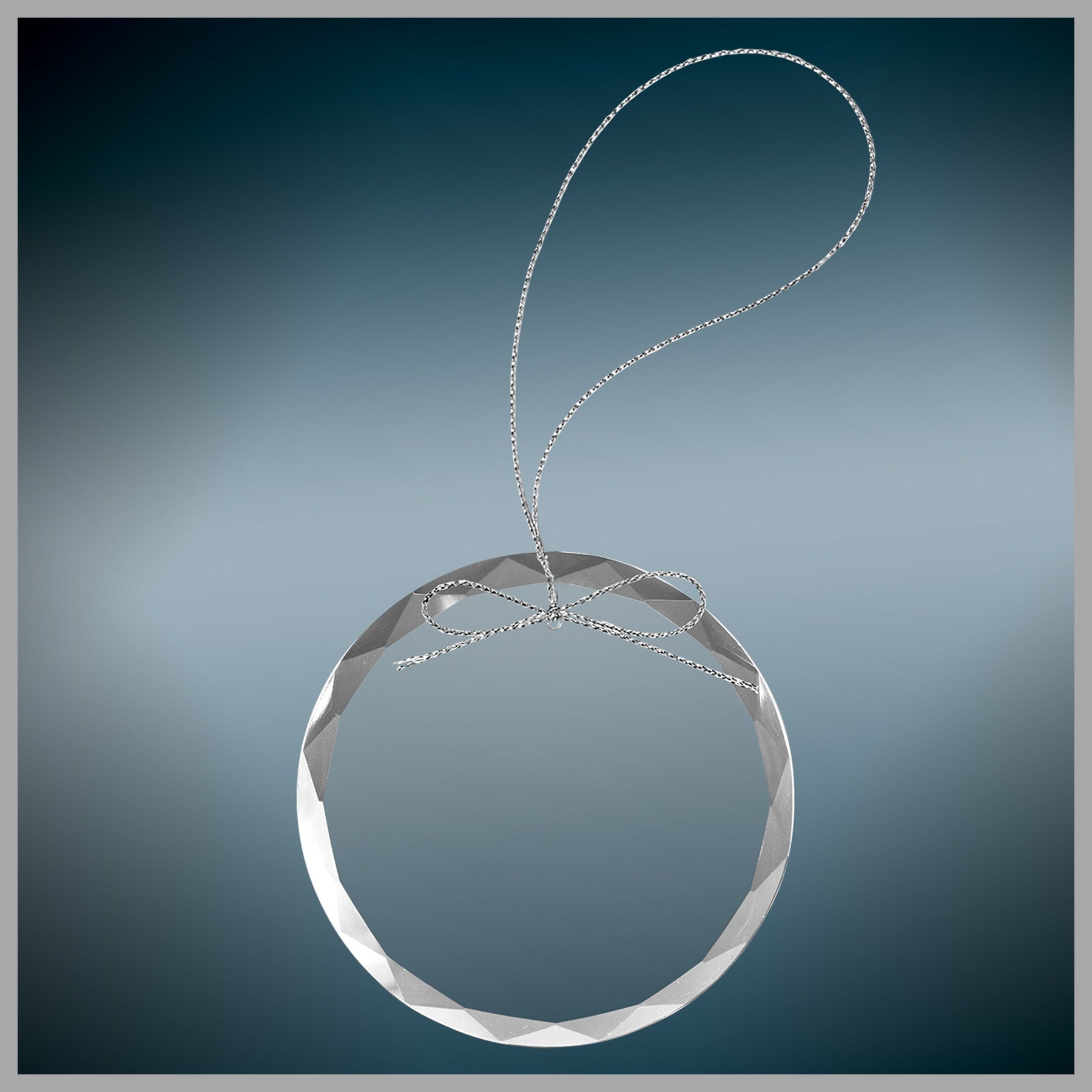 3.25" Clear Round Glass Ornament w/ Silver String – item CGS101 image 4