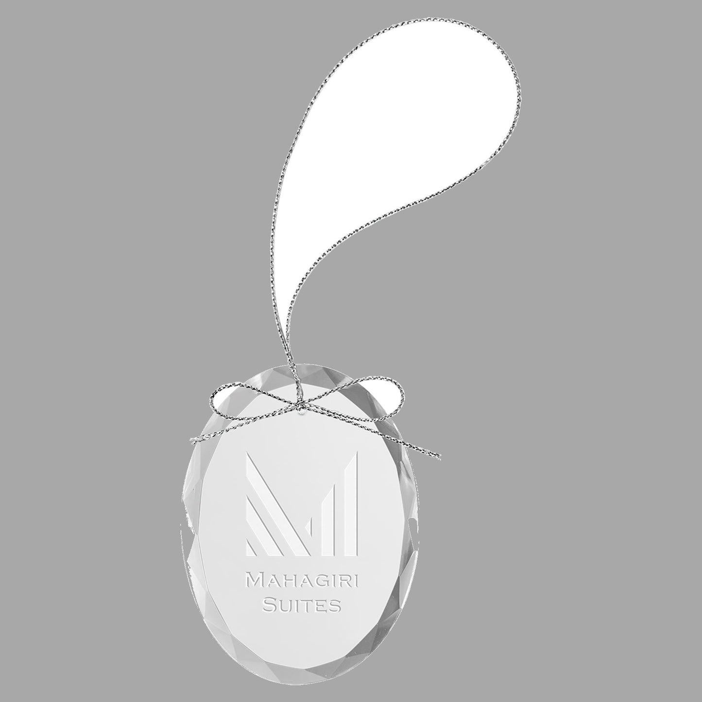 3.25" Clear Oval Glass Ornament w/ Silver String – item CGS102