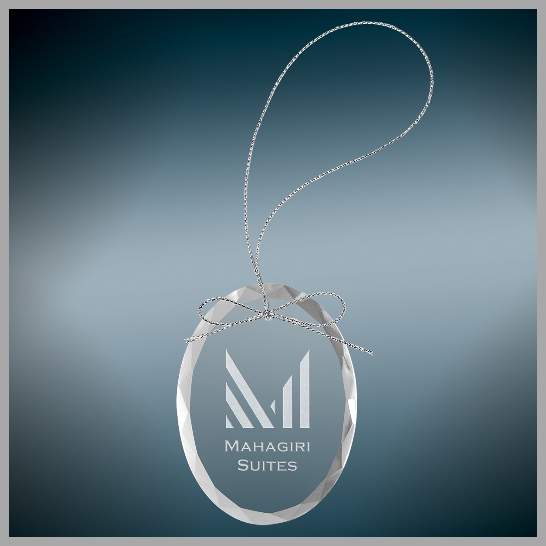 3.25" Clear Oval Glass Ornament w/ Silver String – item CGS102 image 2