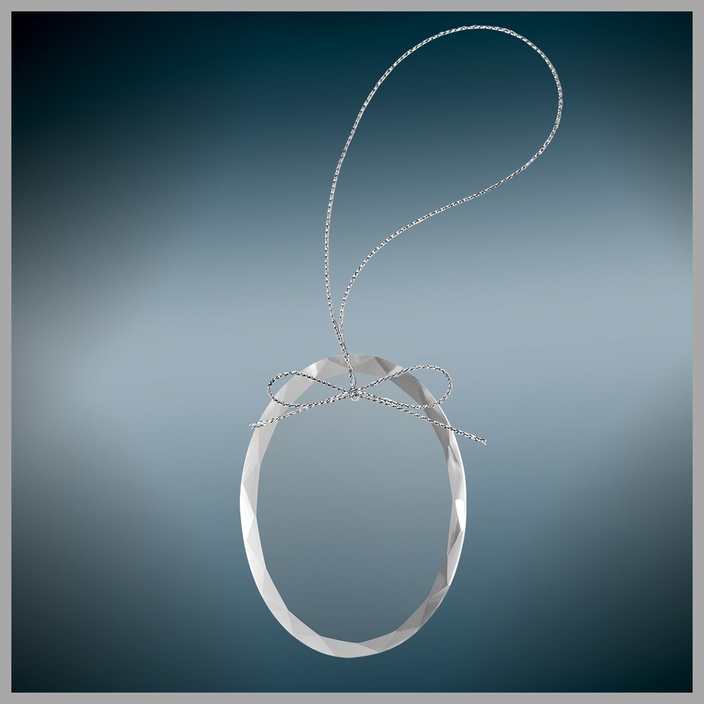 3.25" Clear Oval Glass Ornament w/ Silver String – item CGS102 image 4