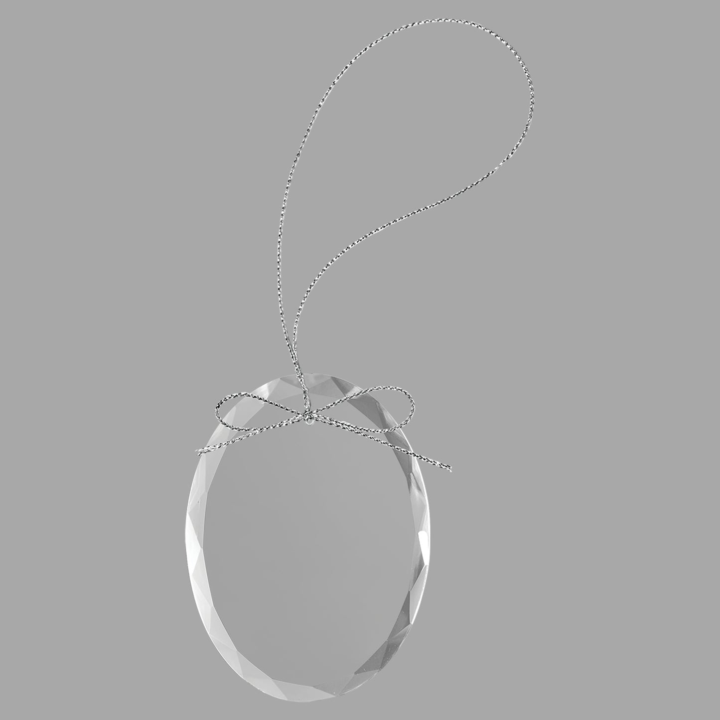 3.25" Clear Oval Glass Ornament w/ Silver String – item CGS102 image 3