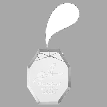 3.75" Clear Octagon Glass Ornament w/ Silver String – item CGS103