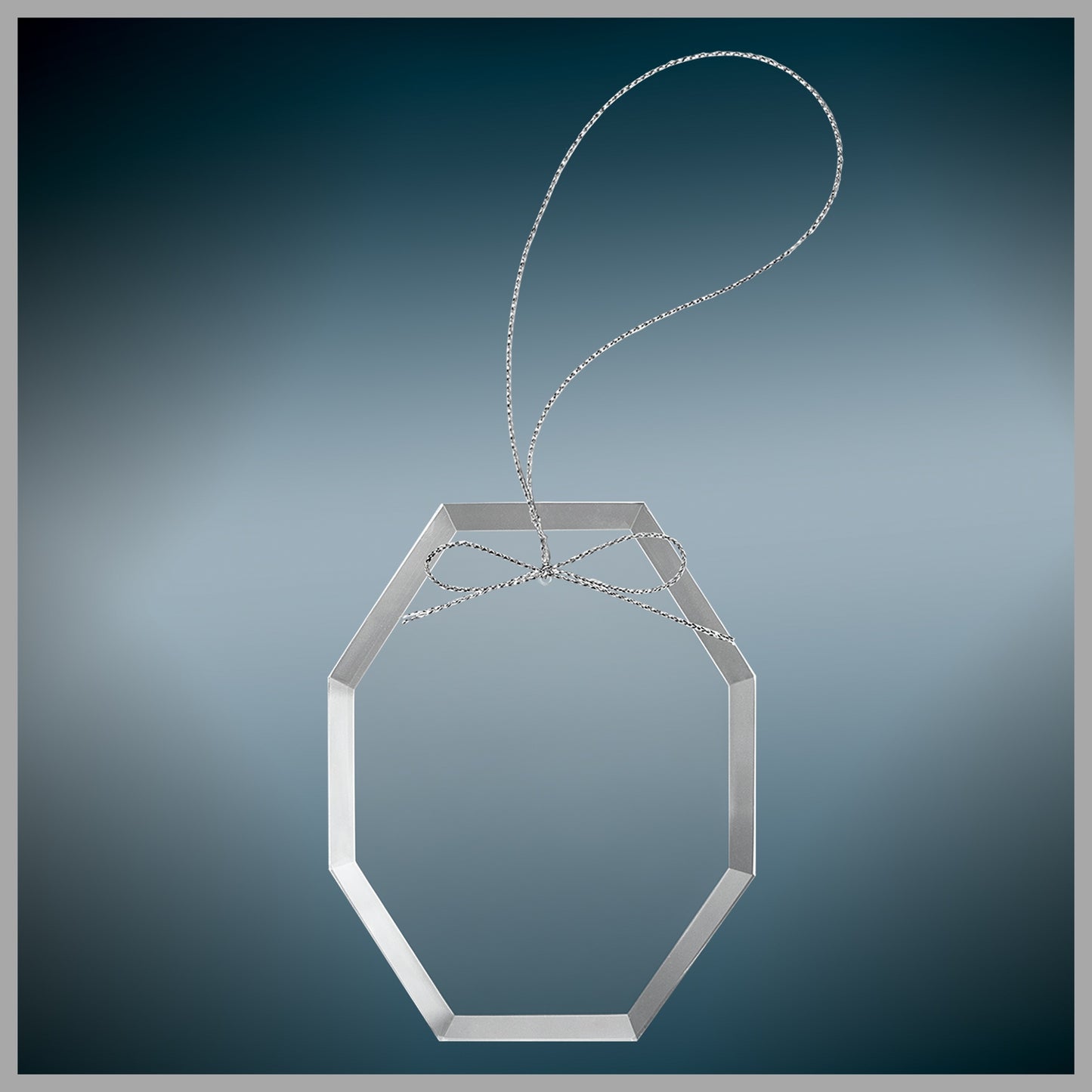 3.75" Clear Octagon Glass Ornament w/ Silver String – item CGS103 image 4