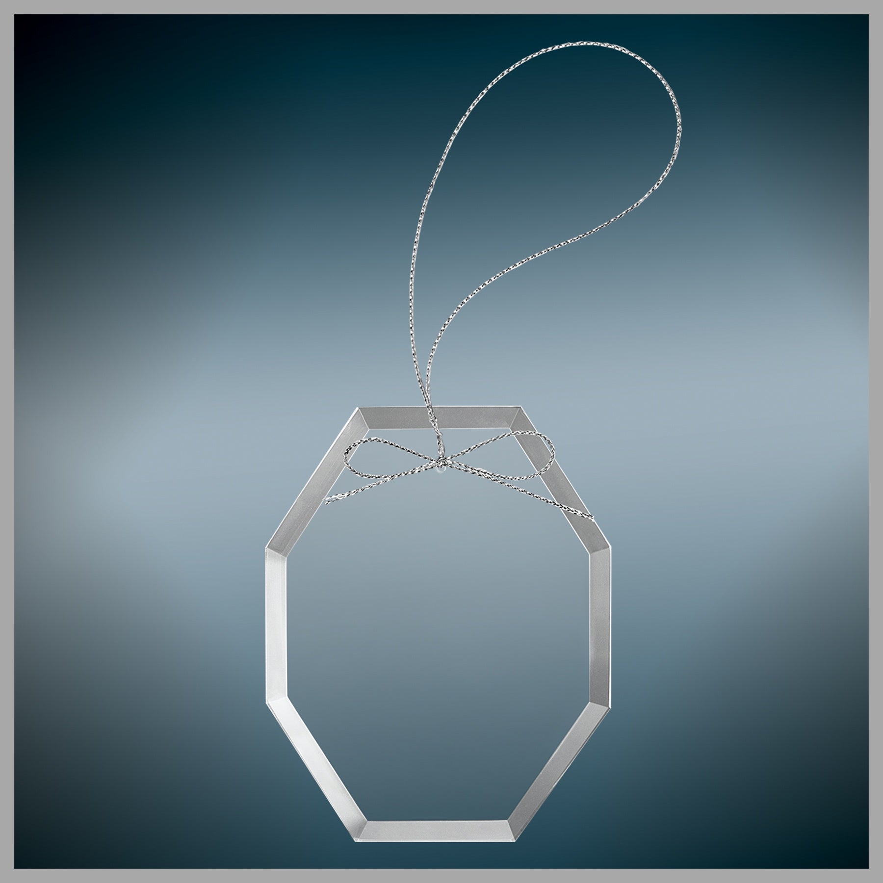 3.75" Clear Octagon Glass Ornament w/ Silver String – item CGS103 image 4
