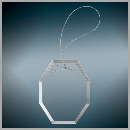 3.75" Clear Octagon Glass Ornament w/ Silver String – item CGS103 image 4