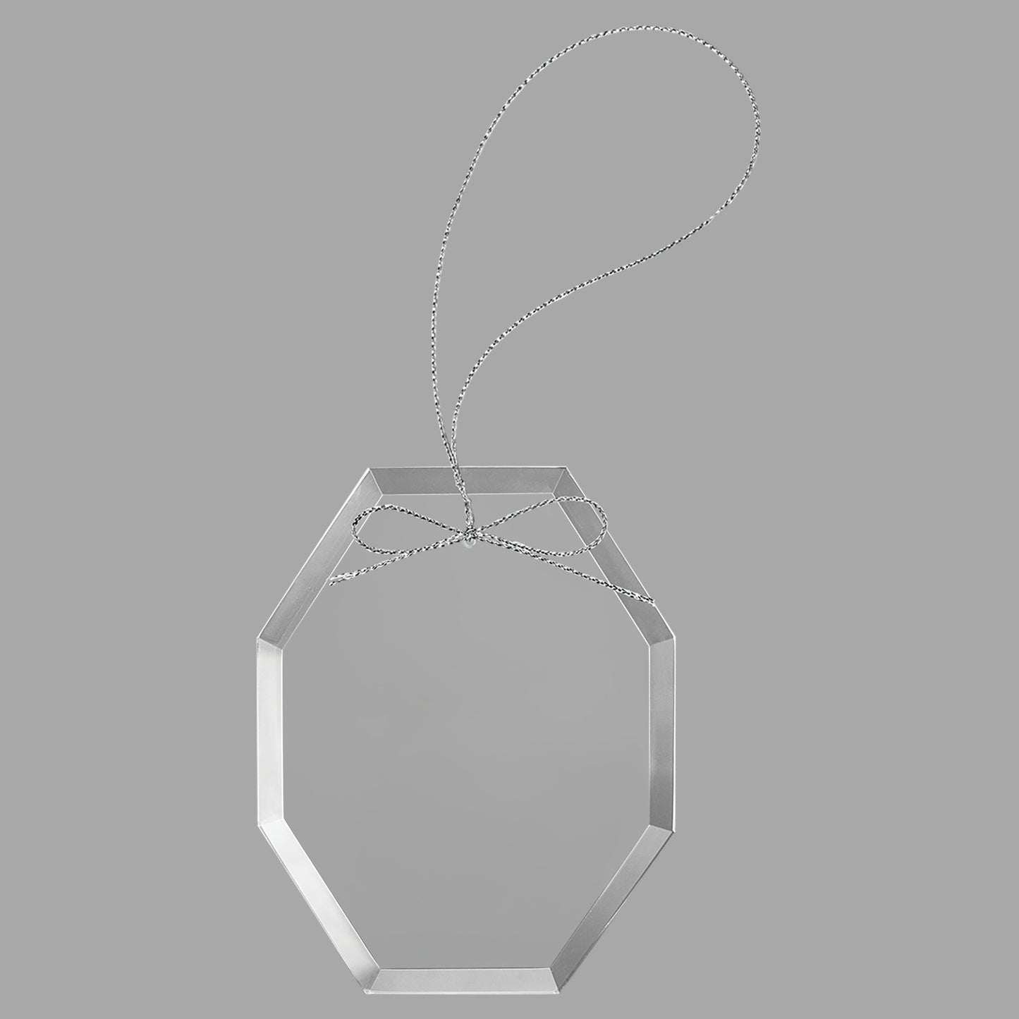 3.75" Clear Octagon Glass Ornament w/ Silver String – item CGS103 image 3