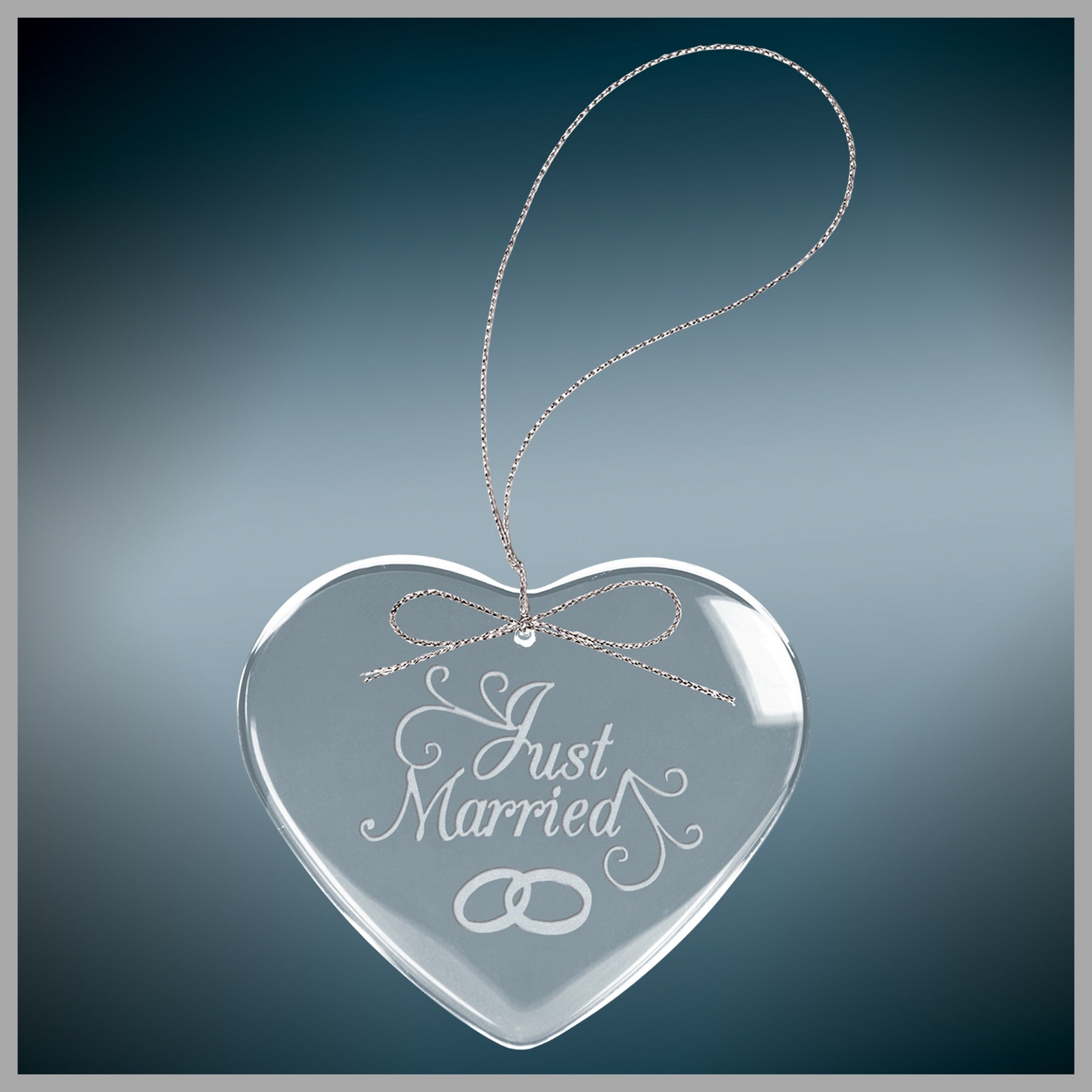 3" Clear Heart Glass Ornament w/ Silver String – item CGS104 image 2