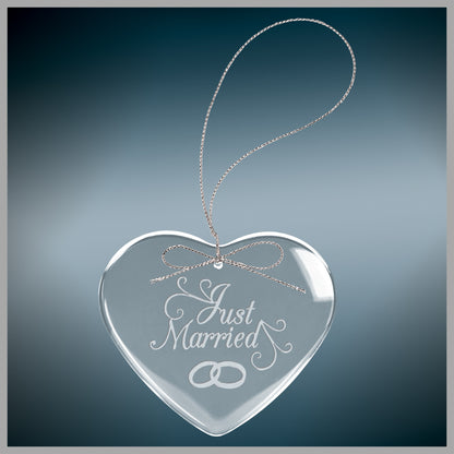 3" Clear Heart Glass Ornament w/ Silver String – item CGS104 image 2