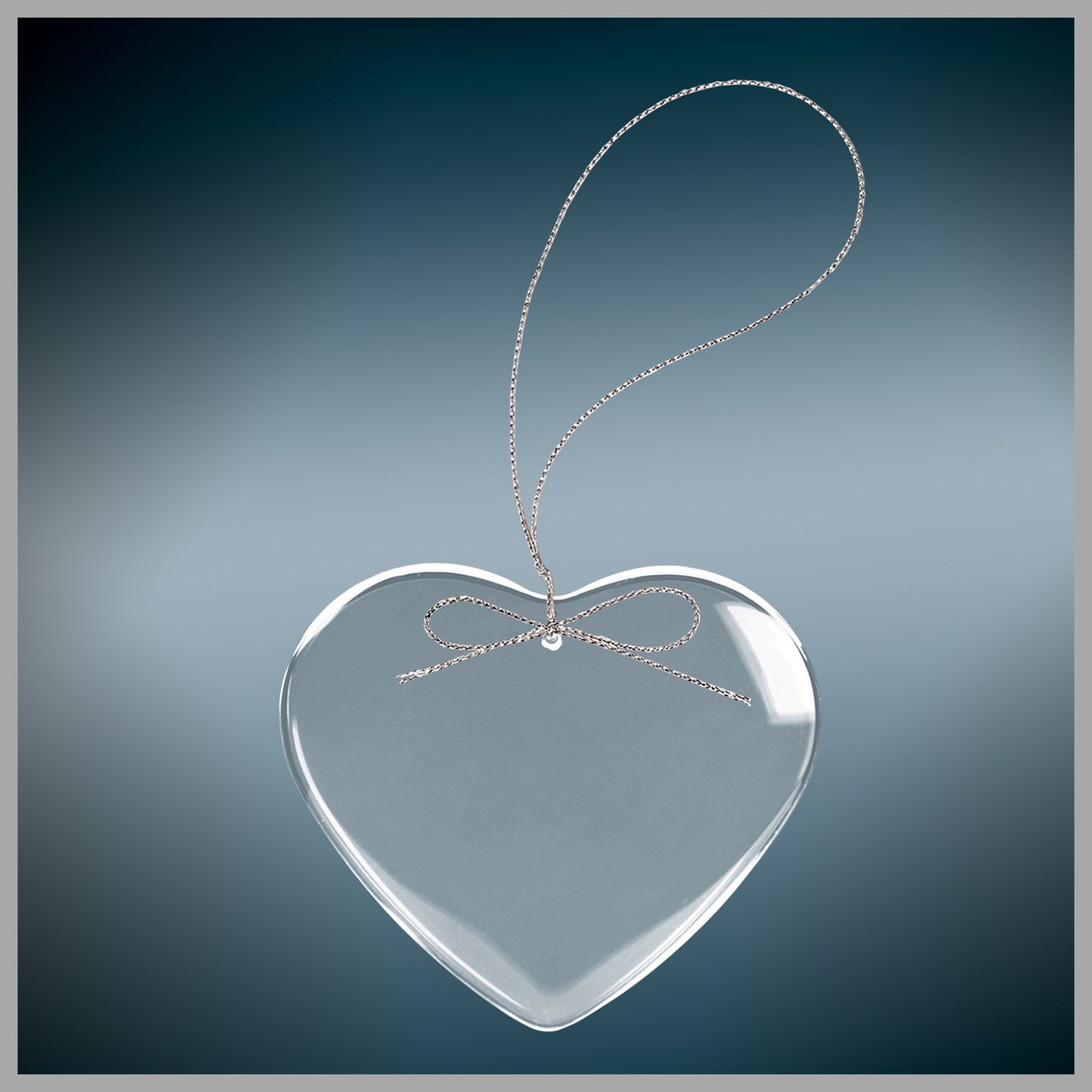 3" Clear Heart Glass Ornament w/ Silver String – item CGS104 image 4