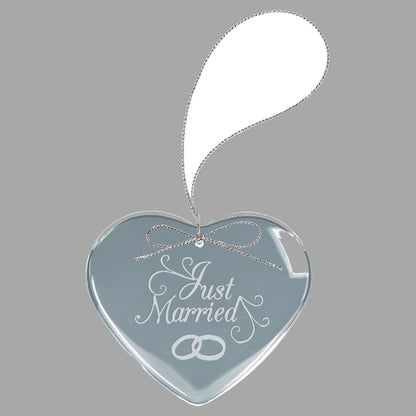 3" Clear Heart Glass Ornament w/ Silver String – item CGS104 image 3
