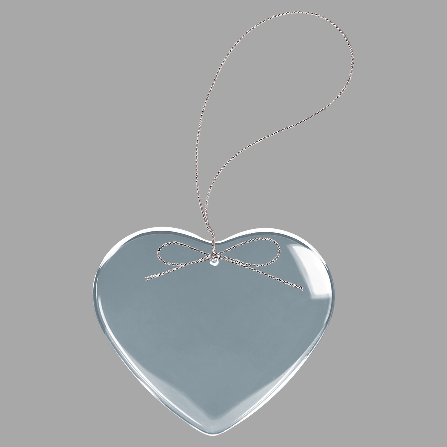 3" Clear Heart Glass Ornament w/ Silver String – item CGS104 image 5