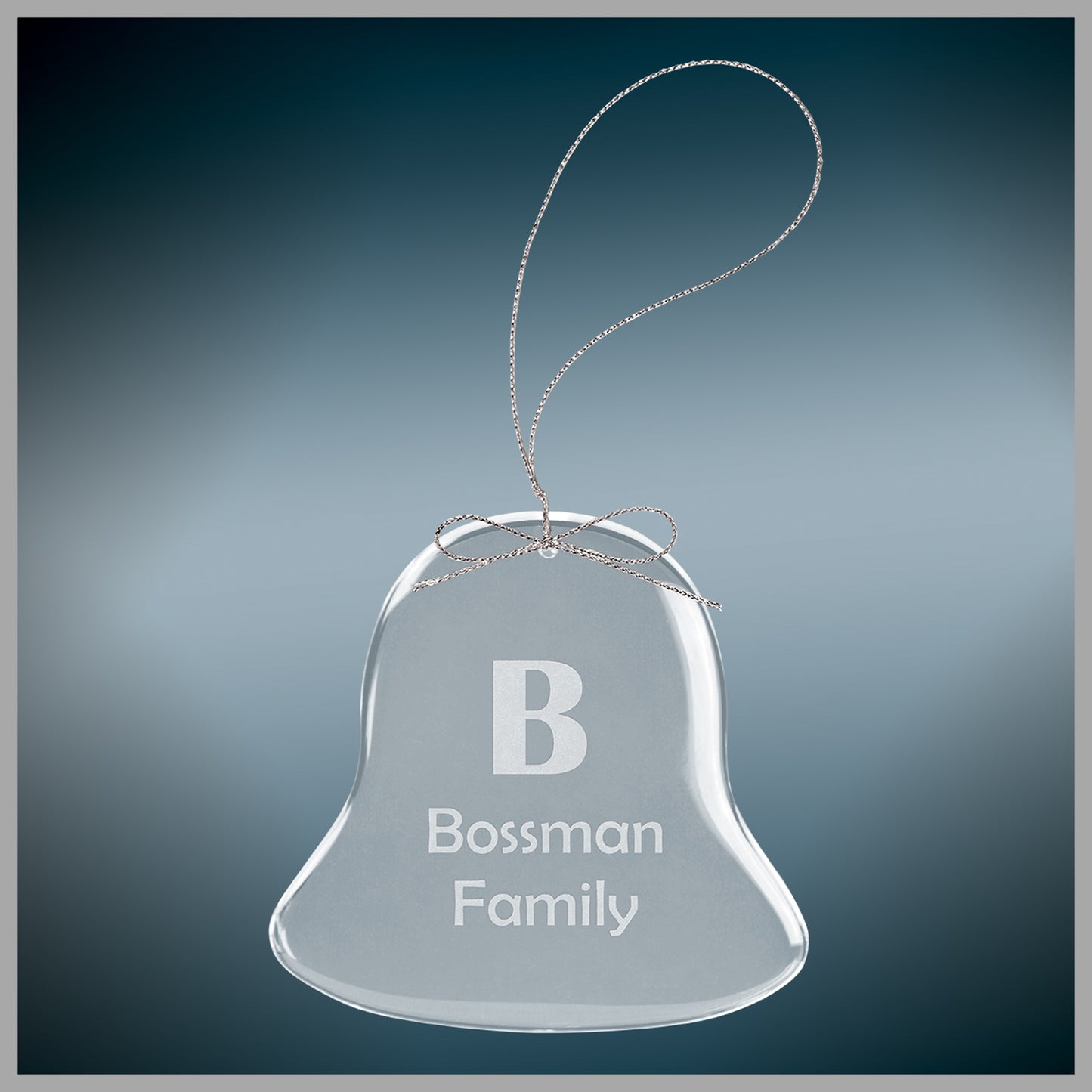 3" Clear Bell Glass Ornament w/ Silver String – item CGS105 image 2
