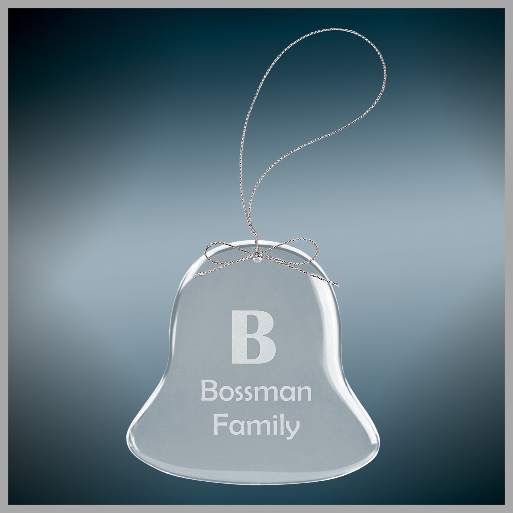 3" Clear Bell Glass Ornament w/ Silver String – item CGS105 image 2