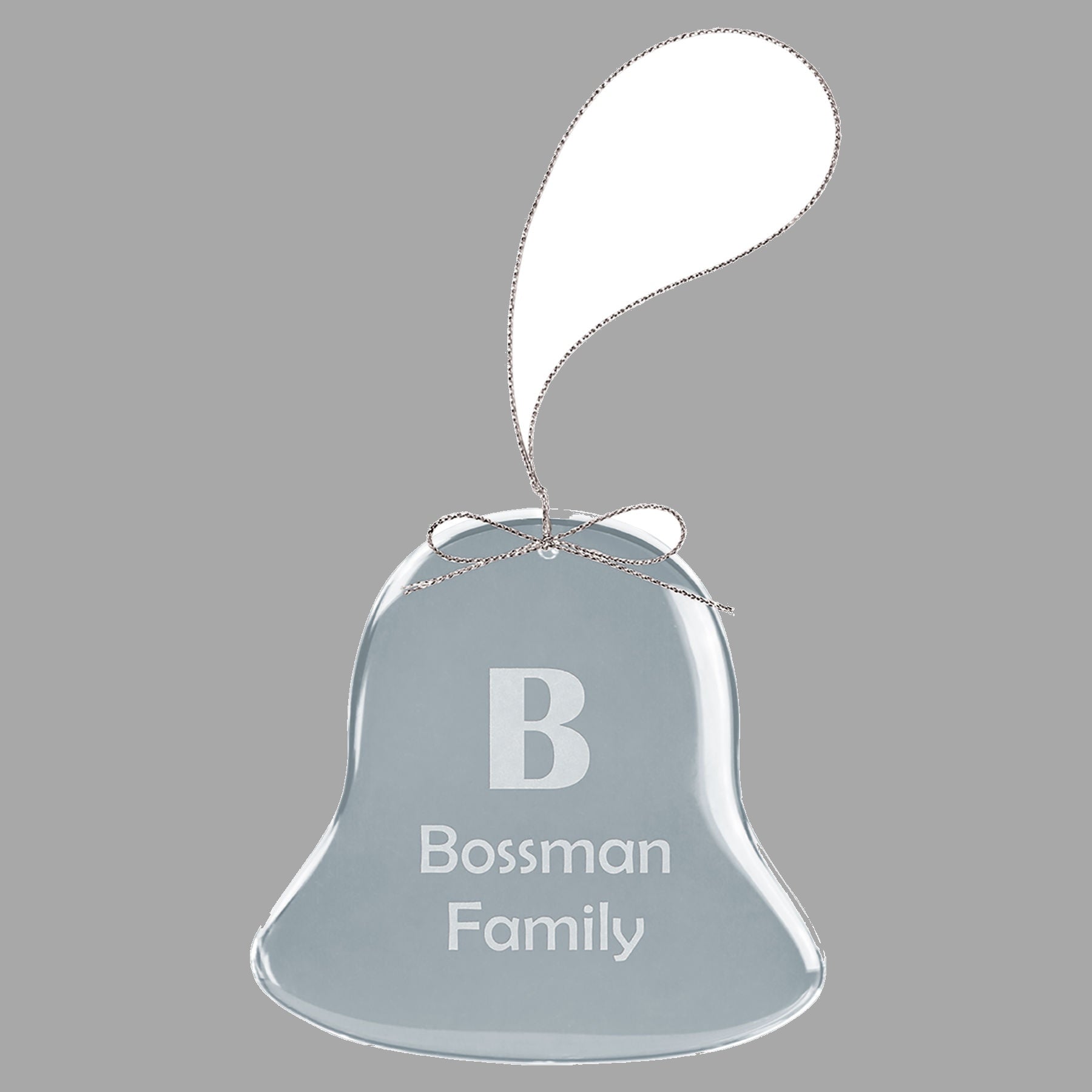 3" Clear Bell Glass Ornament w/ Silver String – item CGS105 image 3