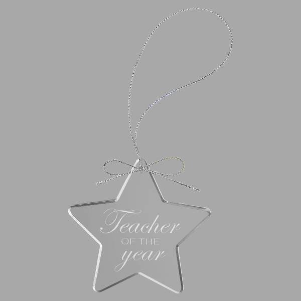 3.25" Clear Star Glass Ornament w/ Silver String – item CGS106 image 5