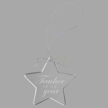 3.25" Clear Star Glass Ornament w/ Silver String – item CGS106 image 5