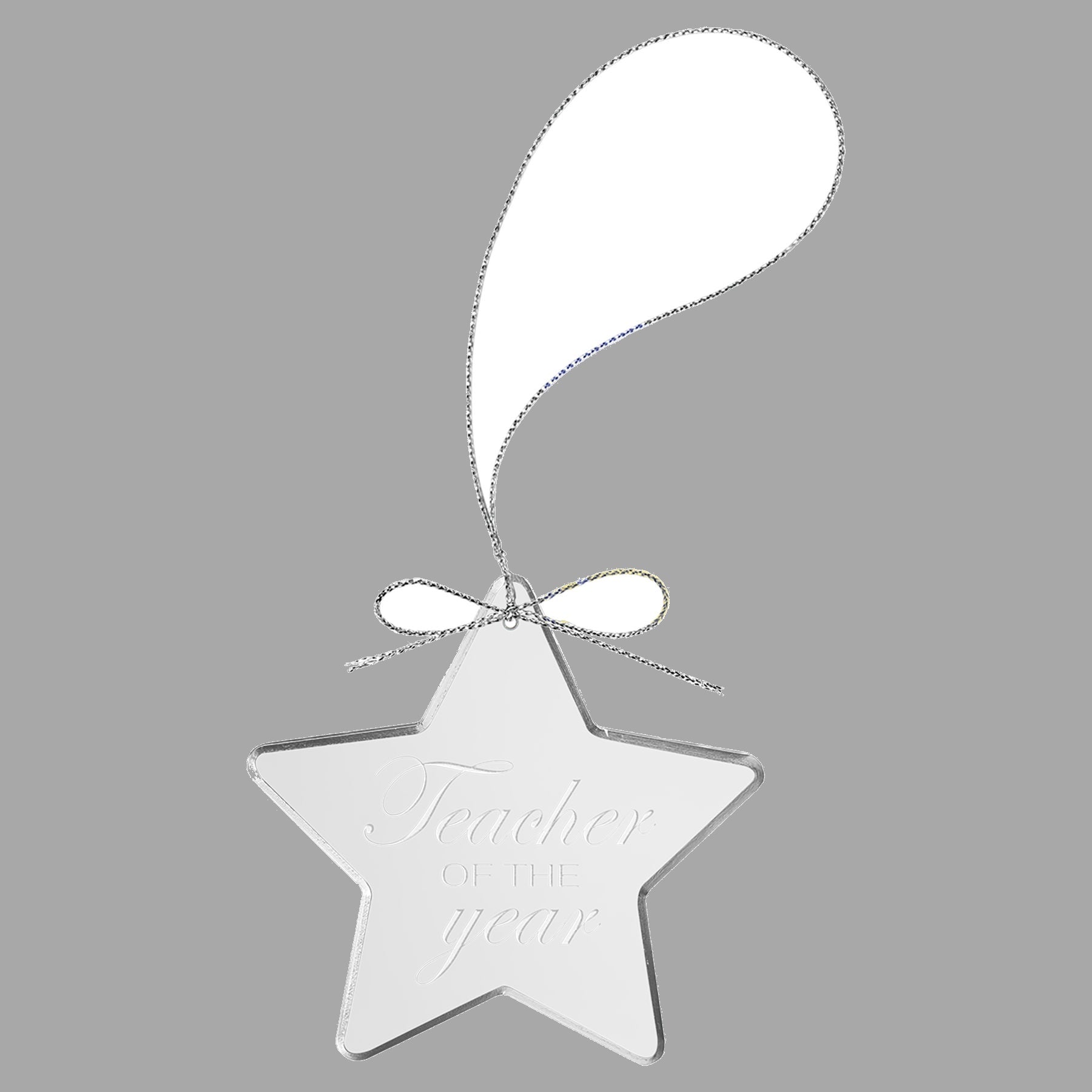 3.25" Clear Star Glass Ornament w/ Silver String – item CGS106