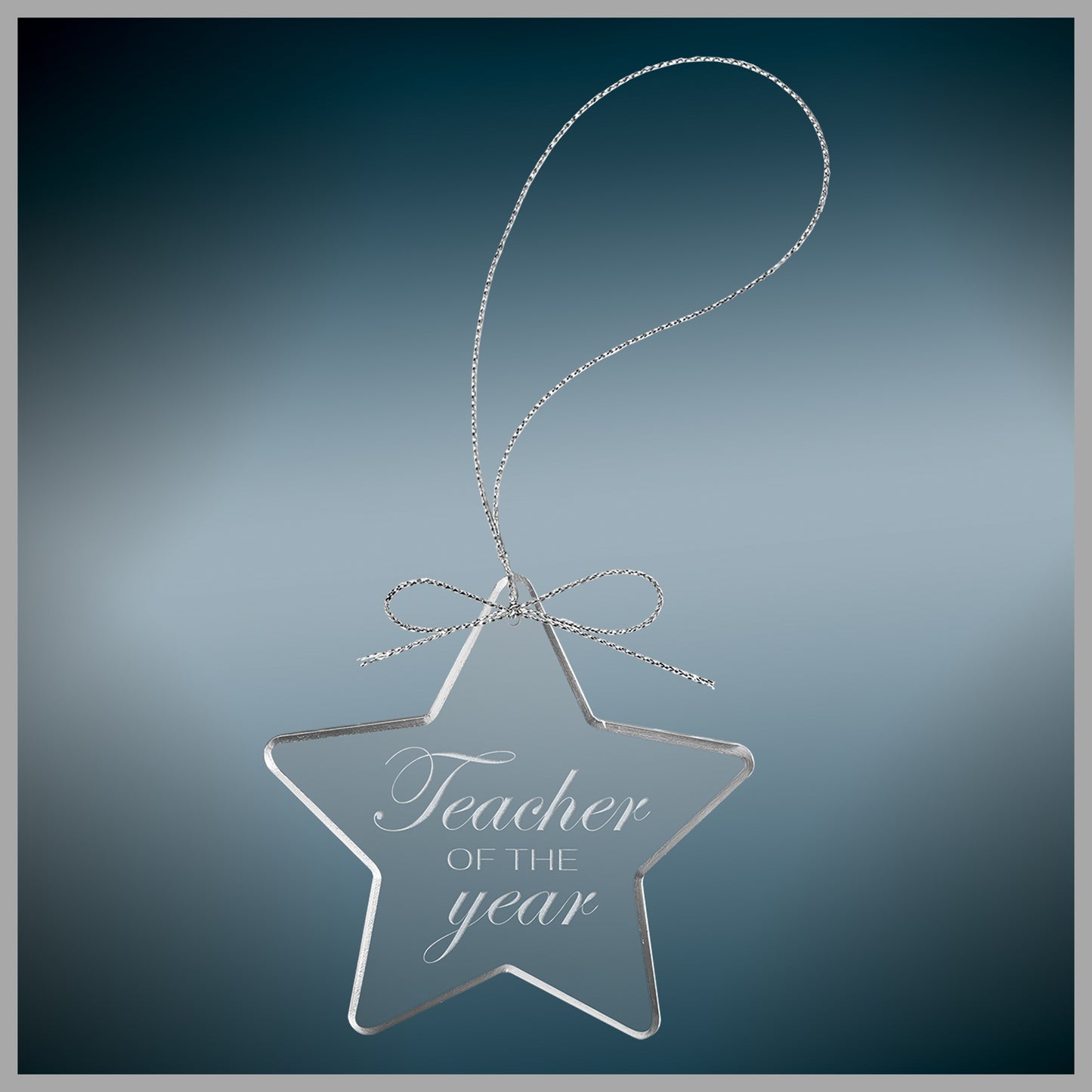 3.25" Clear Star Glass Ornament w/ Silver String – item CGS106 image 2