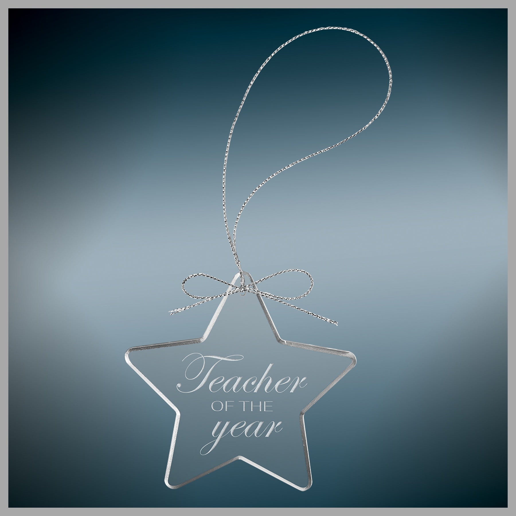 3.25" Clear Star Glass Ornament w/ Silver String – item CGS106 image 2