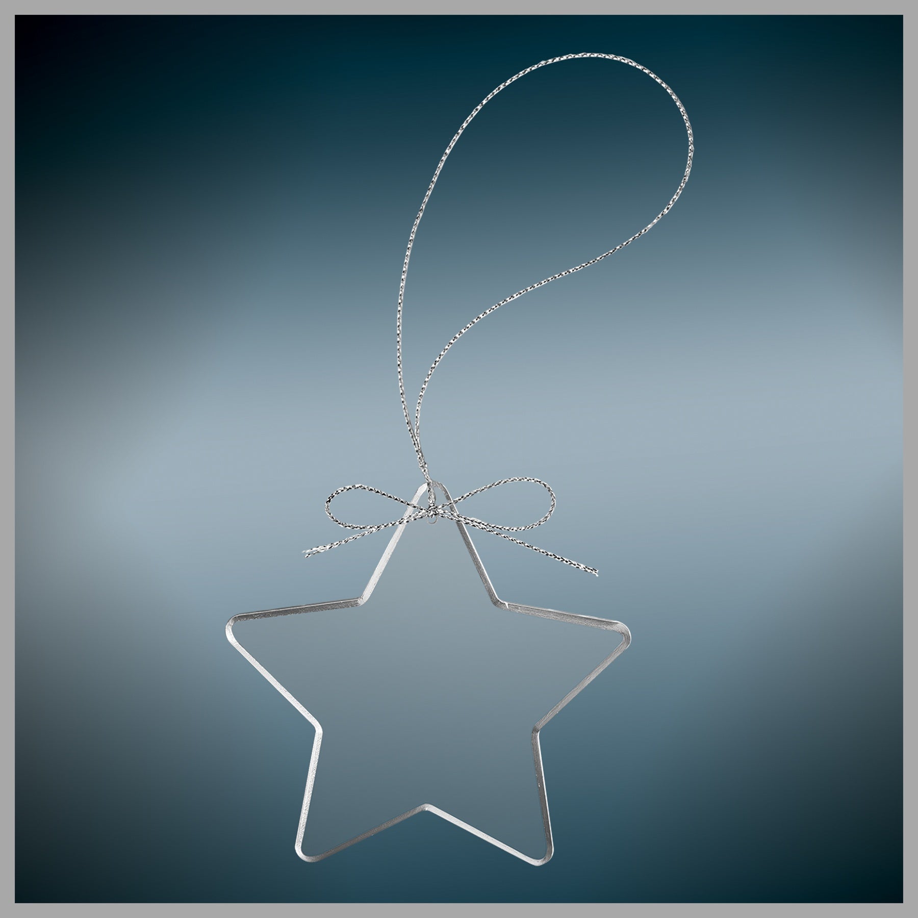 3.25" Clear Star Glass Ornament w/ Silver String – item CGS106 image 4