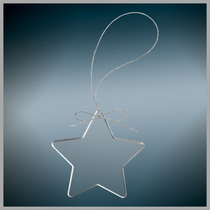 3.25" Clear Star Glass Ornament w/ Silver String – item CGS106 image 4