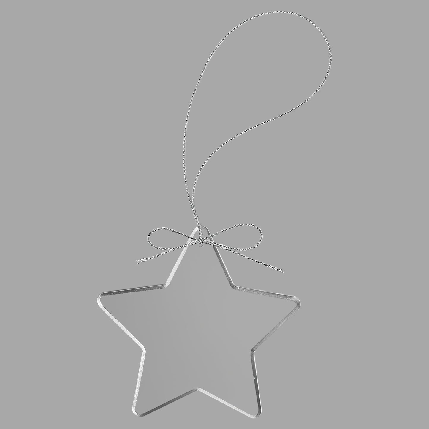 3.25" Clear Star Glass Ornament w/ Silver String – item CGS106 image 3