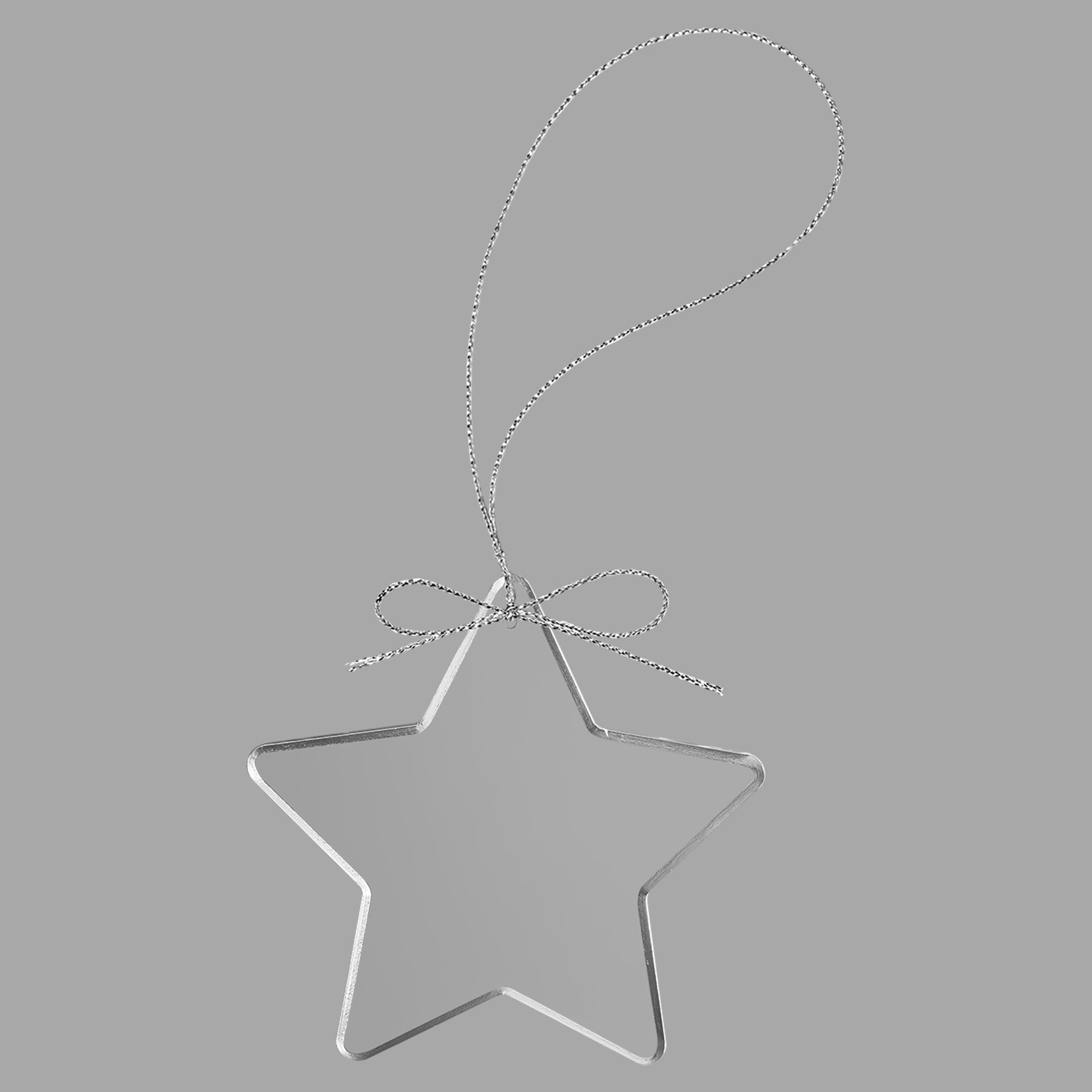 3.25" Clear Star Glass Ornament w/ Silver String – item CGS106 image 3