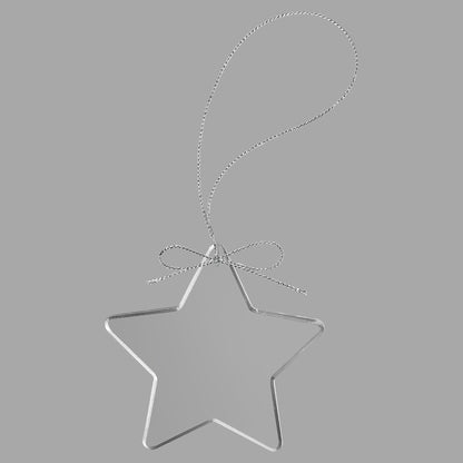 3.25" Clear Star Glass Ornament w/ Silver String – item CGS106 image 3
