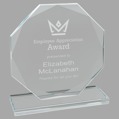 6" Octagon Clear Glass Award – item CGS11 image 3