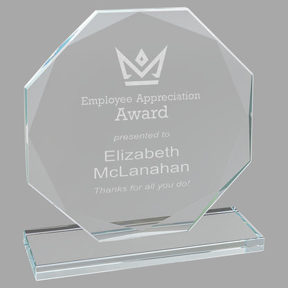 6" Octagon Clear Glass Award – item CGS11